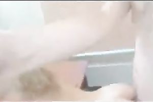 A tiny golden-haired chick with flawless butt takes my jock from behind