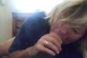 Amateur golden-haired mommy sucks my BBC and enjoys it a lot