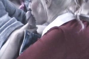 Amateur milfs demonstrate their oral stimulation skills to a man