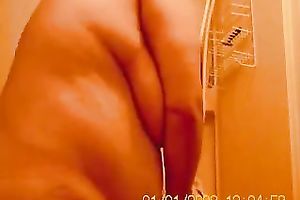 My bulky older girl in the baths on hidden webcam clip