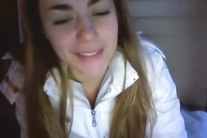 Sensual brown-haired legal age teenager rubs her fur pie to agonorgasmos in web camera solo vid