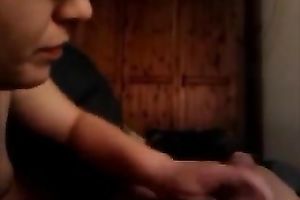 Blindfolded chubby white slutty wife blows my knob in my ottoman