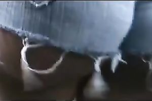 Two biggest Cuban asses in taut jeans shorts - hidden web camera