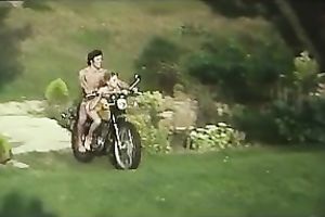 Horny bikers drill their golden-haired head girlies right on motorcycles