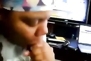 My bulky ebon fuckbuddy sucks my weiner in POV scene