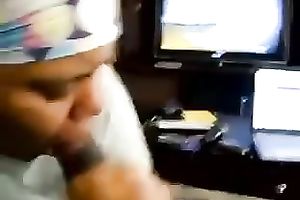 My bulky ebon fuckbuddy sucks my weiner in POV scene