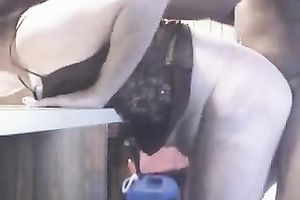 Dirty white older bitch invited me for the dark sausage sex fest in her kitchen