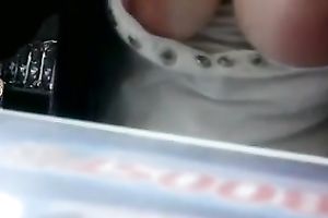 Bosomy pale bodied girlfriend flashes her mangos at the store