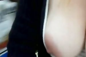 Bosomy pale bodied girlfriend flashes her mangos at the store