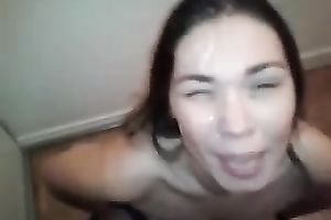 Slender brunette hair white milf amateur wife wishes ejaculation on her face