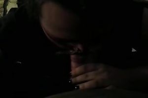 Four eyed girlfriend is giving me an amazing blow job in front of a camera