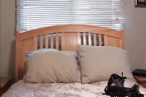 Horny milf in latex boots disrobes and masturbates with toys
