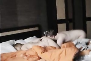 That perverted man rims the a-hole of my sexy white wife and this babe rides him on top