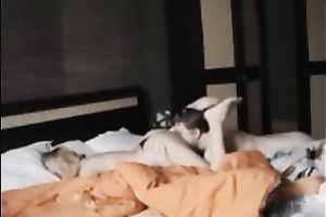 That perverted man rims the a-hole of my sexy white wife and this babe rides him on top