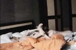 That perverted man rims the a-hole of my sexy white wife and this babe rides him on top