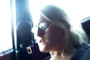 See my golden-haired German cheating wife in nylons masturbates with tube in car