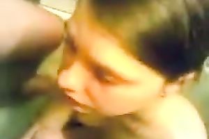 Charming non-professional gal enjoys engulfing 2 dicks in the bathroom