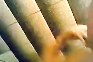 Charming non-professional gal enjoys engulfing 2 dicks in the bathroom