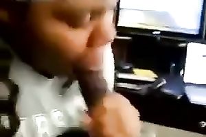 Chubby dark colleague hottie gives me head in my office