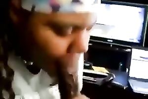 Chubby dark colleague hottie gives me head in my office