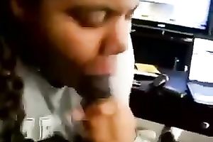 Chubby dark colleague hottie gives me head in my office