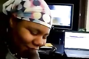 Chubby dark colleague hottie gives me head in my office