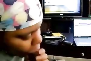 Chubby dark colleague hottie gives me head in my office
