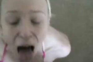 My breasty blond paramour licks my dong and receives a fine facial ejaculation