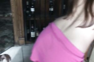 Ginger lesbo sweetheart with large bumpers receives caressed by vibrator