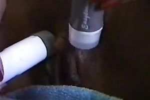 Athletic cam model likes to tickle her large love button with her sex toys