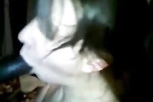 Submissive white floozy blows my dark large penis for facial ejaculation