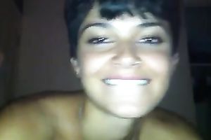 Adorable short haired legal age teenager eagerly blows my on POV tape