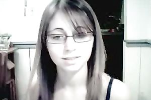This four eyed cam-whore have to be proud of her large natural boobs