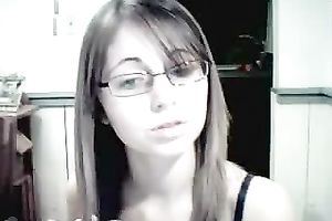 This four eyed cam-whore have to be proud of her large natural boobs