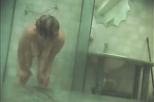 Hot white milf wife in the shower taped on hidden web camera