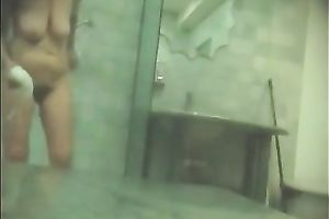 Hot white milf wife in the shower taped on hidden web camera