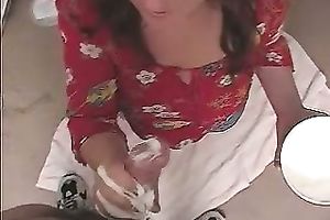 POV homemade clip with a fat white white wife jerking off rod