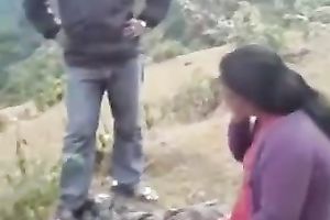 Ugly amateur milf receives her vagina group-fucked unfathomable in the mountains