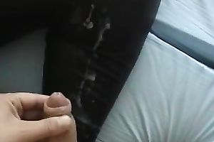 My breasty German sweetheart acquires a load of cum on her leggings