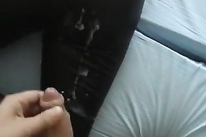 My breasty German sweetheart acquires a load of cum on her leggings