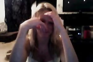 Blonde cute playgirl and her humorous dirty slut wife ally on web camera