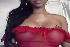 Charming web camera model teases with her wobblers and masturbates