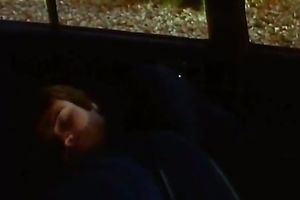 Cute blond fingers her love tunnel in a car and lets a fellow see her