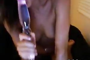 Tasty looking rapacious doxy masturbates her dumpy cookie on sofa