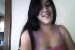 My lubricious girlfriend enjoys showing off her large scoops