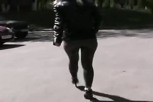 Lovely amateur Russian legal age teenager is constrained in public