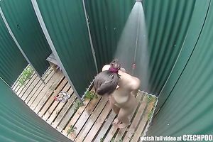 Stunning brunette hair hottie is caught on hidden livecam in shower