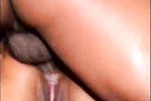 Her constricted arse aperture got permeated by thick dark ramrod