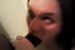 Friend's miniature white gf goes mad choking on my dark monster weenie