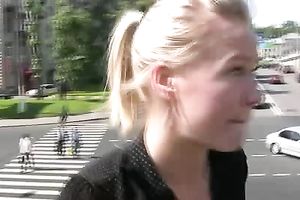 Irina soaks her jeans whilst walking down the city